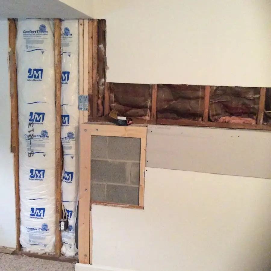 Wall insulation replacement during Contents Cleaning & Restoration in Laurel Bay